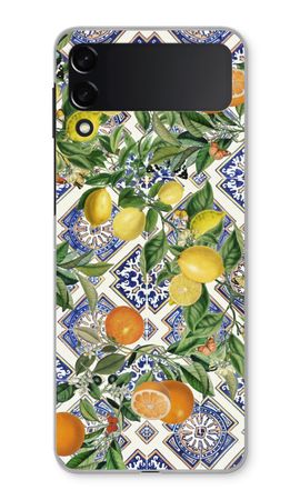 Blue tiles, lemons and oranges