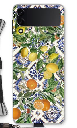 Blue tiles, lemons and oranges