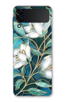 Blue stained glass flowers