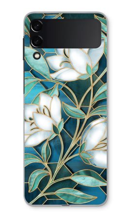 Blue stained glass flowers