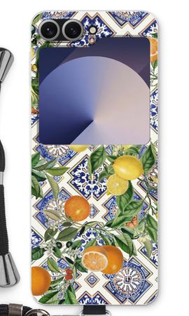 Blue tiles, lemons and oranges