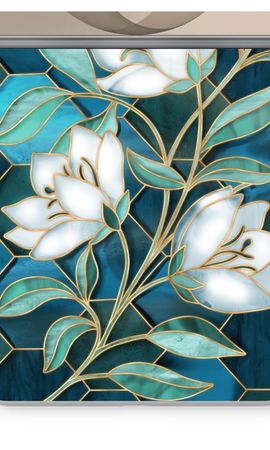 Blue stained glass flowers