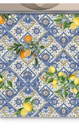 Blue tiles, lemons and oranges - small