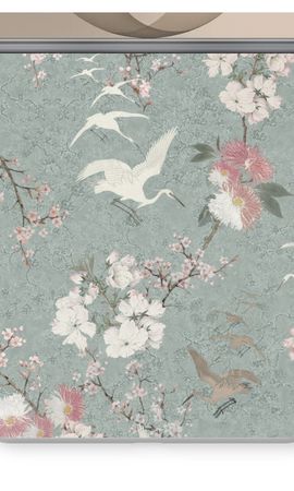Japanese crane birds blossom