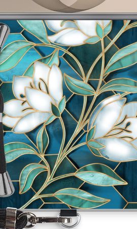 Blue stained glass flowers