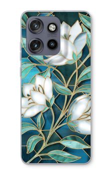 Blue stained glass flowers