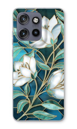 Blue stained glass flowers