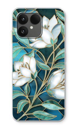 Blaue Glasmalerei Blumen