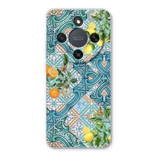 Blue tiles, lemons and oranges