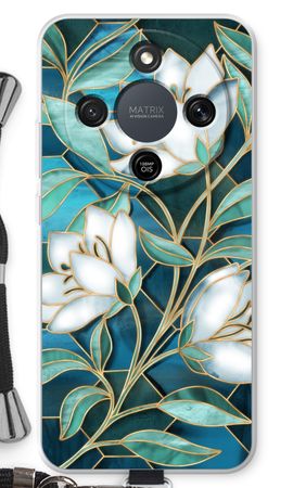 Blue stained glass flowers