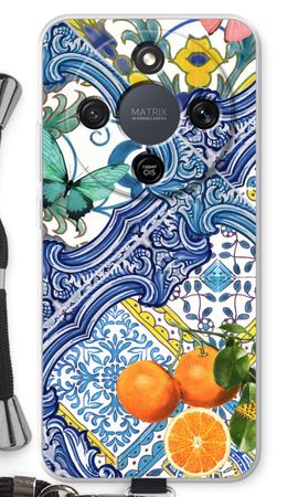 Blue tiles and oranges