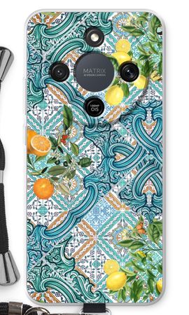 Blue tiles, lemons and oranges