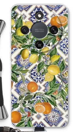 Blue tiles, lemons and oranges