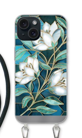 Blauwe glas-in-lood bloemen