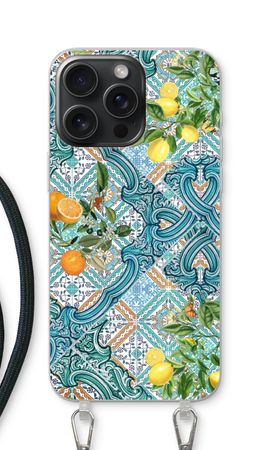 Blue tiles, lemons and oranges