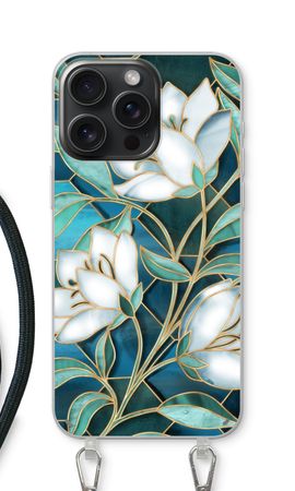 Blue stained glass flowers