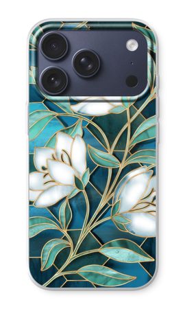 Blue stained glass flowers