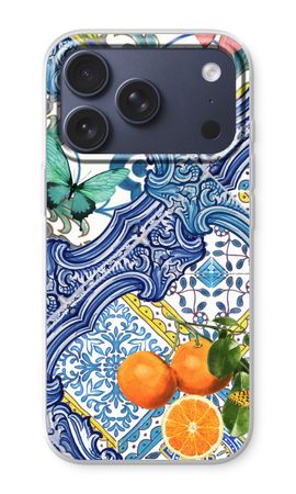 Blue tiles and oranges