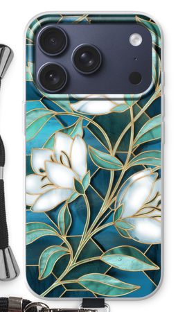 Blaue Glasmalerei Blumen