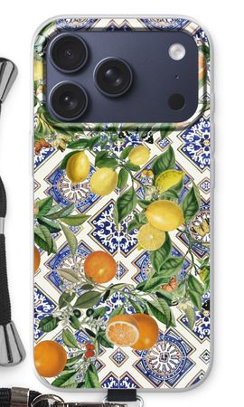 Blue tiles, lemons and oranges