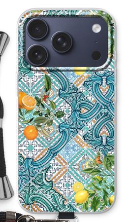 Blue tiles, lemons and oranges