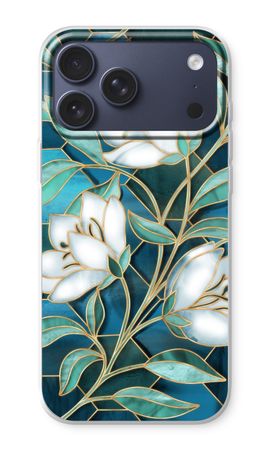 Blue stained glass flowers