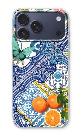 Blue tiles and oranges