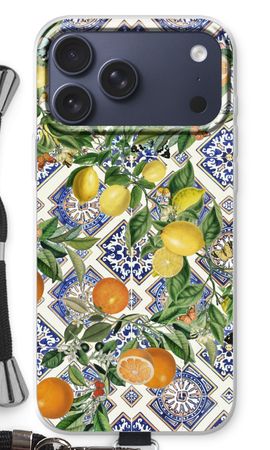 Blue tiles, lemons and oranges