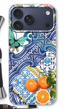Blue tiles and oranges