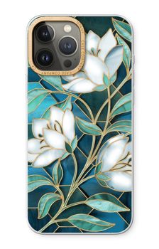 Blue stained glass flowers