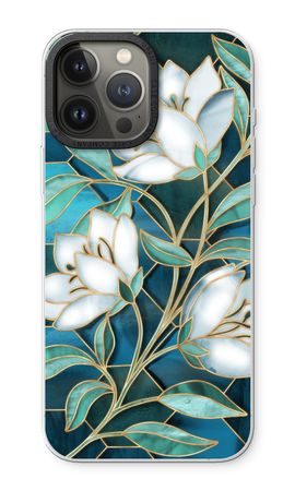 Blue stained glass flowers
