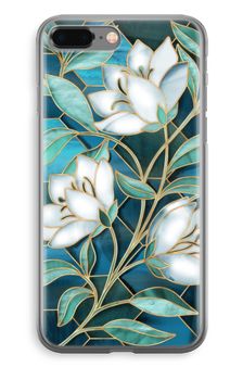 Blue stained glass flowers