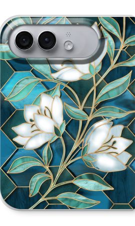 Blaue Glasmalerei Blumen