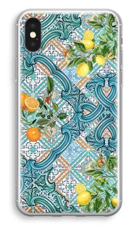 Blue tiles, lemons and oranges