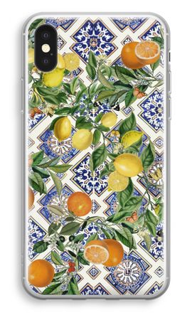 Blue tiles, lemons and oranges