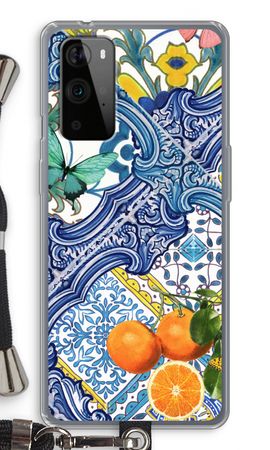 Blue tiles and oranges