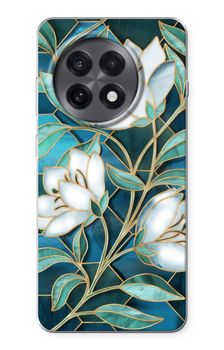 Blauwe glas-in-lood bloemen