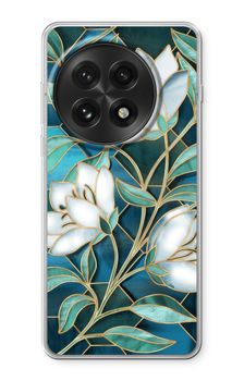 Blue stained glass flowers