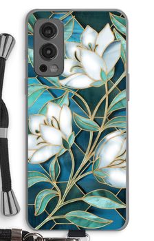 Blauwe glas-in-lood bloemen