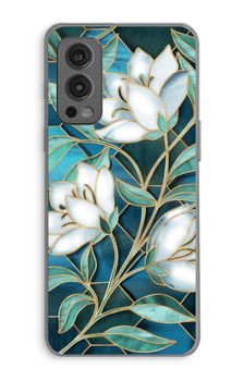 Blue stained glass flowers