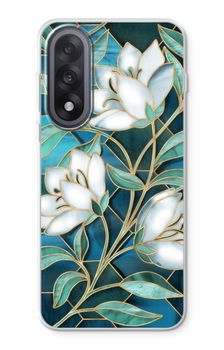 Blue stained glass flowers