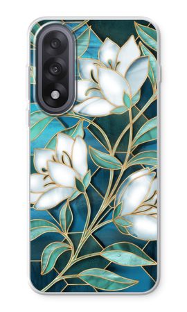 Blue stained glass flowers