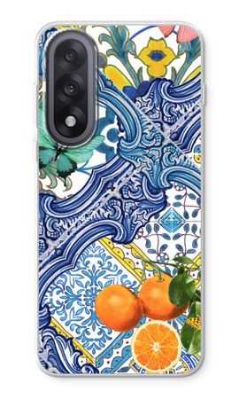 Blue tiles and oranges