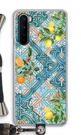 Blue tiles, lemons and oranges