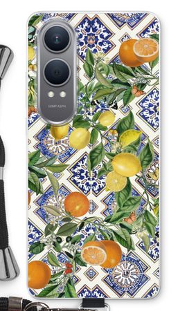 Blue tiles, lemons and oranges