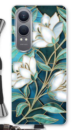 Fleurs en vitrail bleu