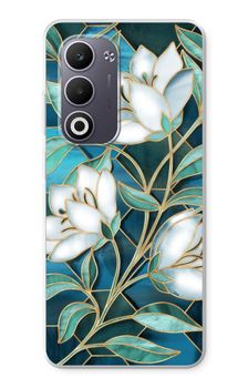 Blue stained glass flowers