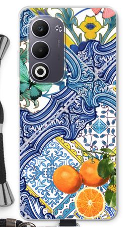 Blue tiles and oranges