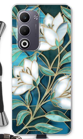 Blue stained glass flowers