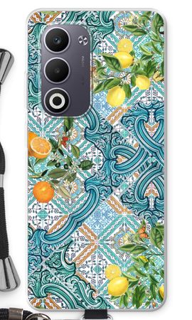 Blue tiles, lemons and oranges